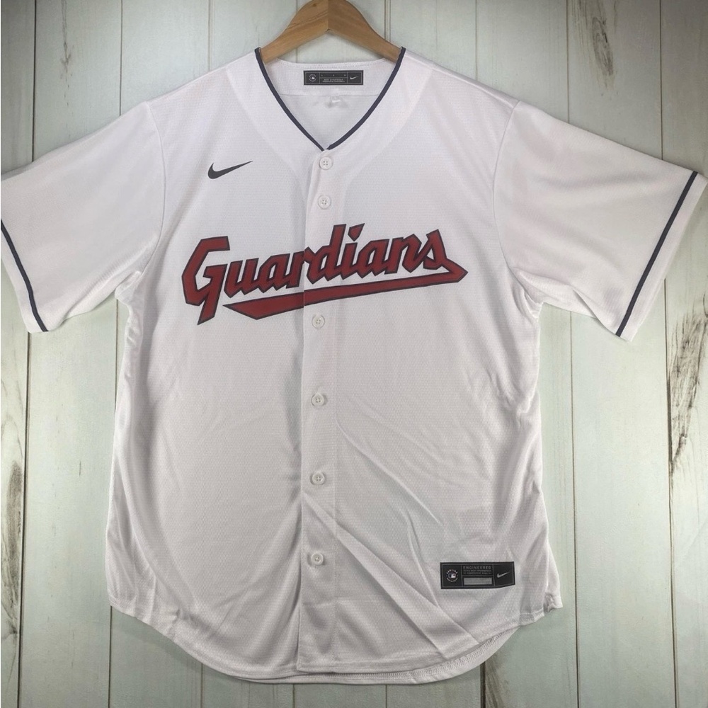 Nike Cleveland Guardians Baseball Jersey Mens Large White MLB Button Front NWOT - Picture 2 of 11